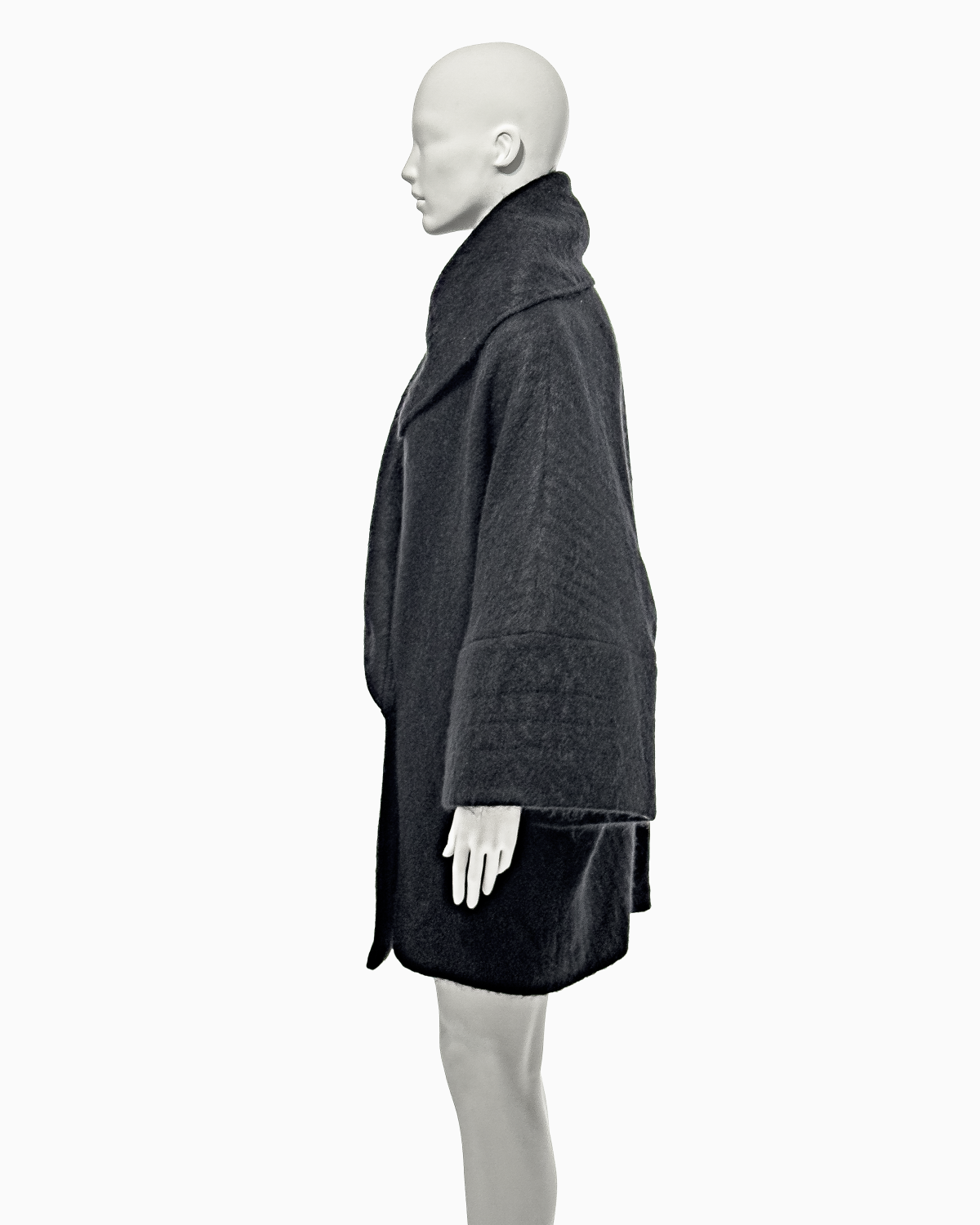 1999 F/W "Māori" John Galliano Black Mohair Cacoon Coat with Māori Motifs