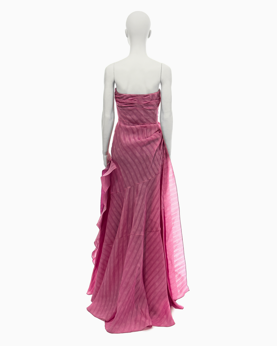 John Galliano Pink Silk Flower-Embellished Gown and Shawl Ensemble, Spring/Summer 2008