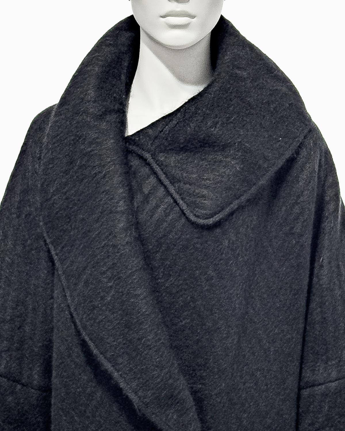 1999 F/W "Māori" John Galliano Black Mohair Cacoon Coat with Māori Motifs
