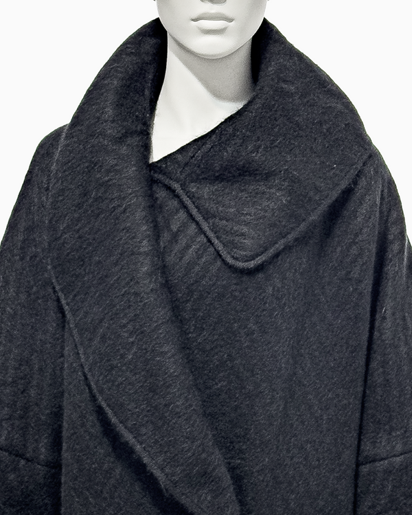 1999 F/W "Māori" John Galliano Black Mohair Cacoon Coat with Māori Motifs