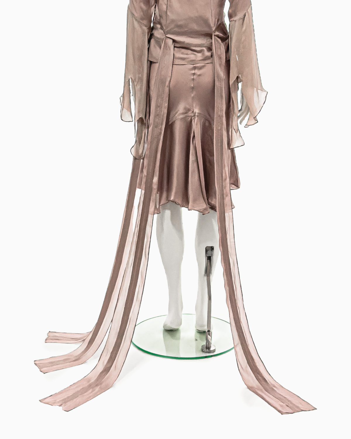 Yves Saint Laurent by Tom Ford Mauve Silk Belted Blouse & Skirt Set, Spring/Summer 2003
