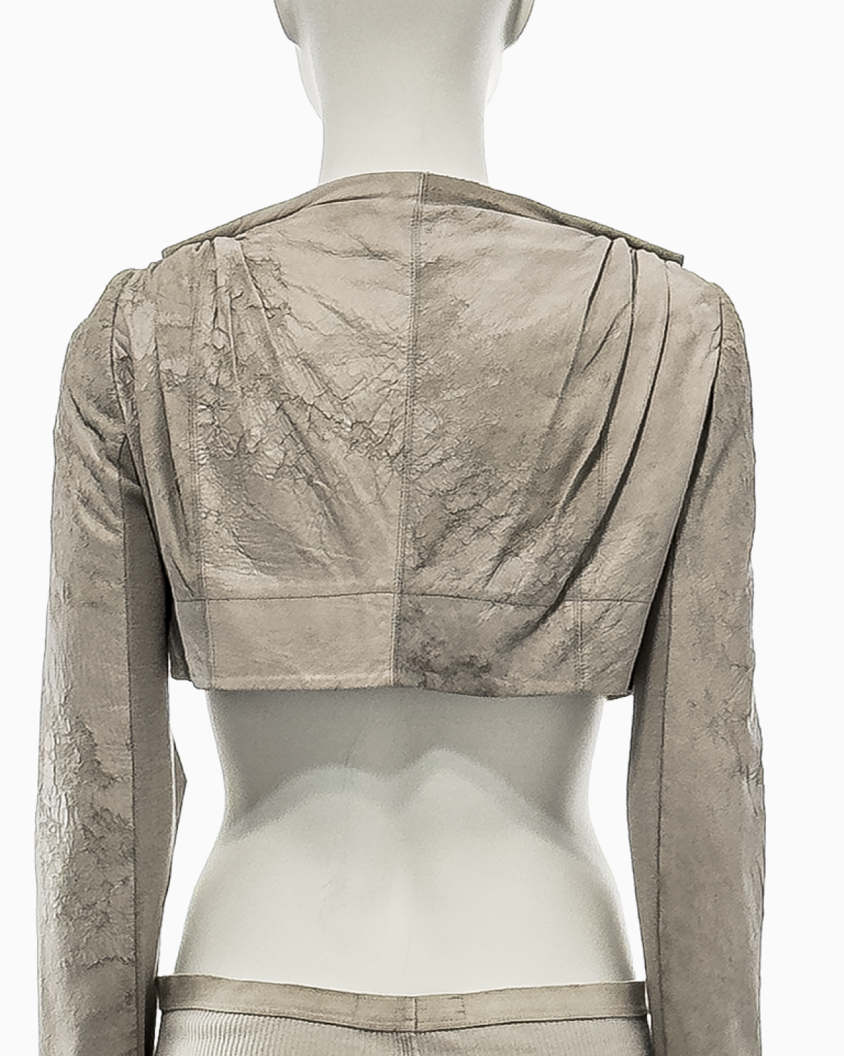 Rick Owens Pearl Blistered Lamb Bolero with Silk Bows and Pearl Bias-Cut Coba Skirt Ensemble, Spring/Summer 2007 "Wishbone"