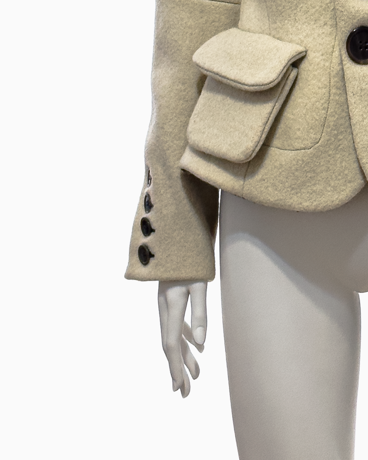 Rick Owens Beige Boiled Wool Jacket with Exaggerated Shoulders, Fall/Winter 1997