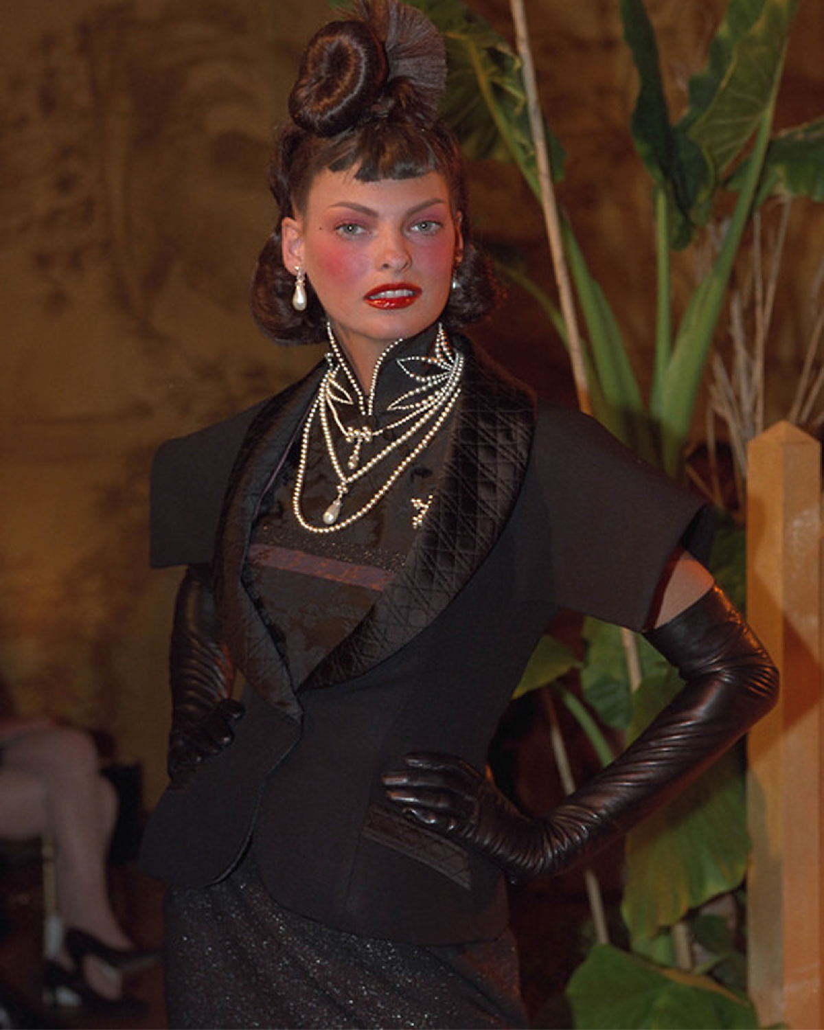 Christian Dior by John Galliano Black Crepe Jacket with Quilted Trim, Fall/Winter 1997