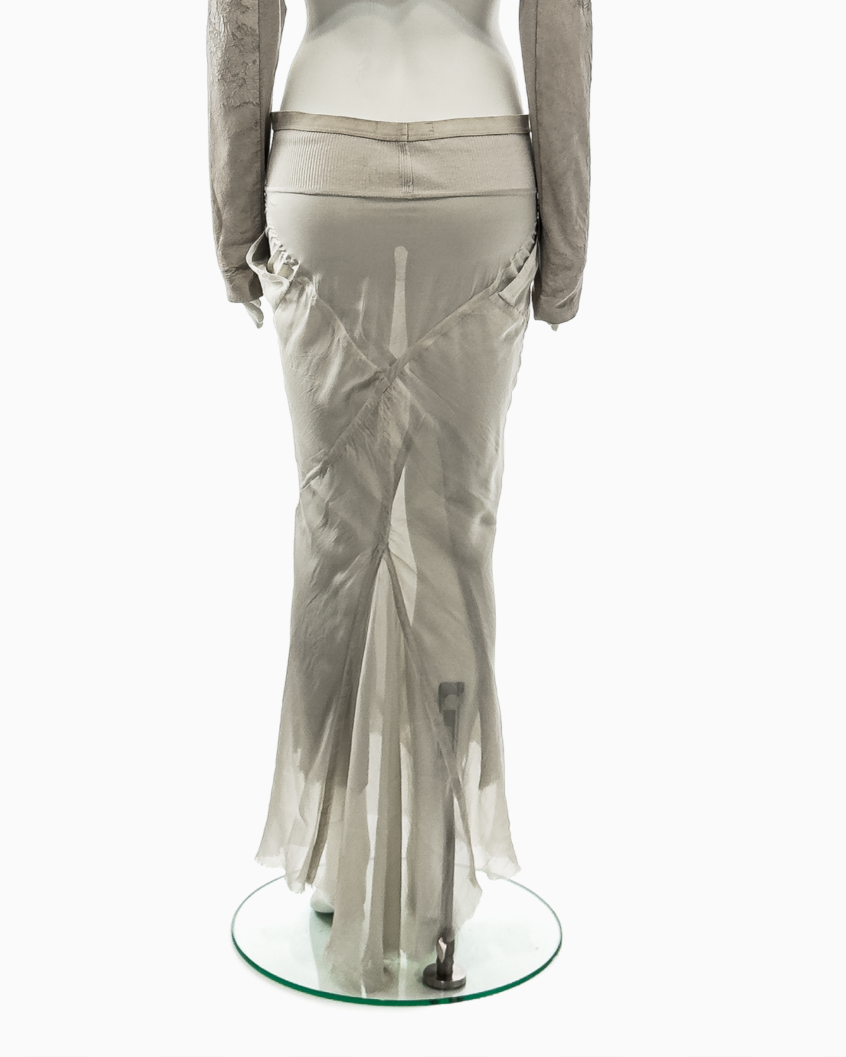 Rick Owens Pearl Blistered Lamb Bolero with Silk Bows and Pearl Bias-Cut Coba Skirt Ensemble, Spring/Summer 2007 "Wishbone"