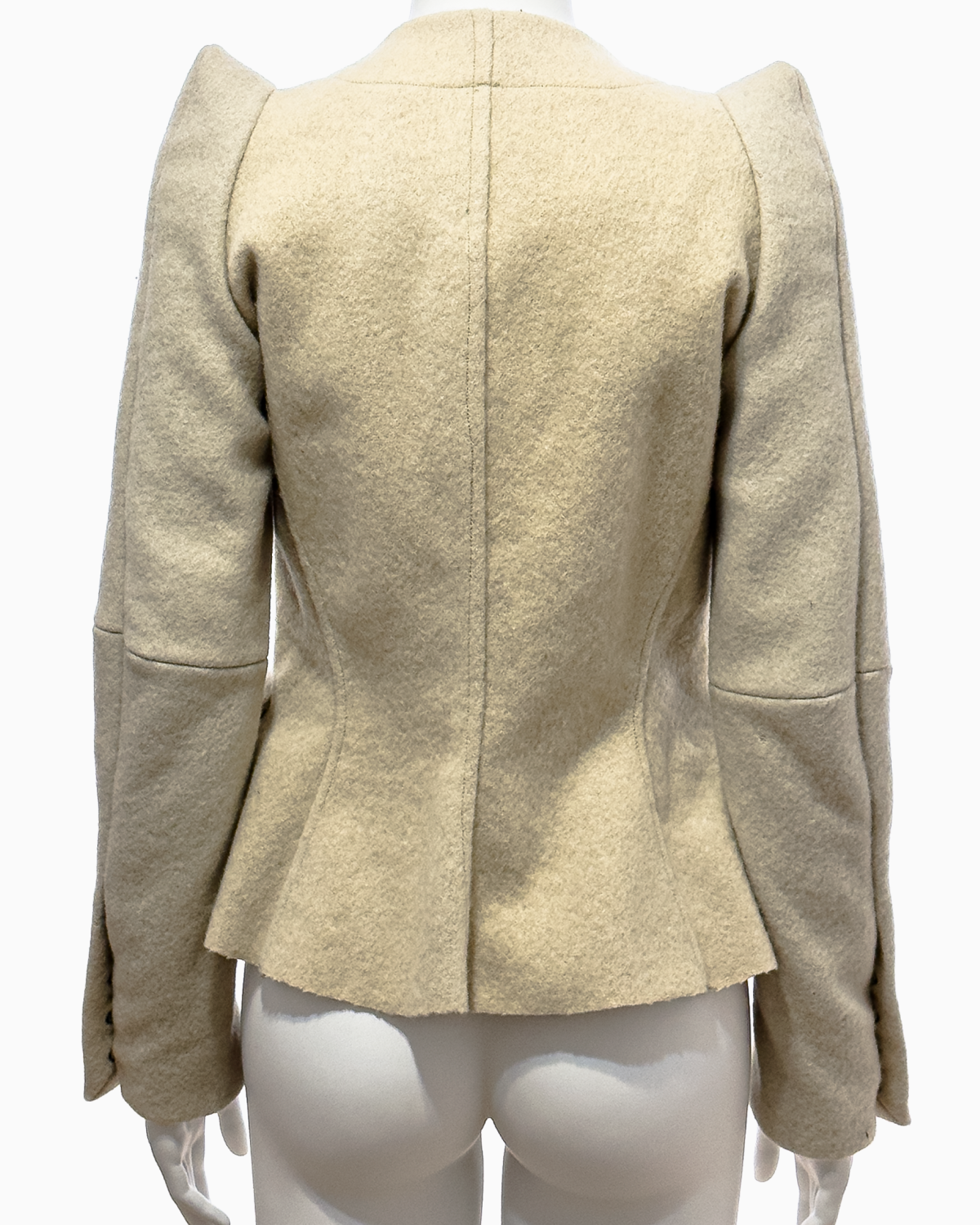 Rick Owens Beige Boiled Wool Jacket with Exaggerated Shoulders, Fall/Winter 1997