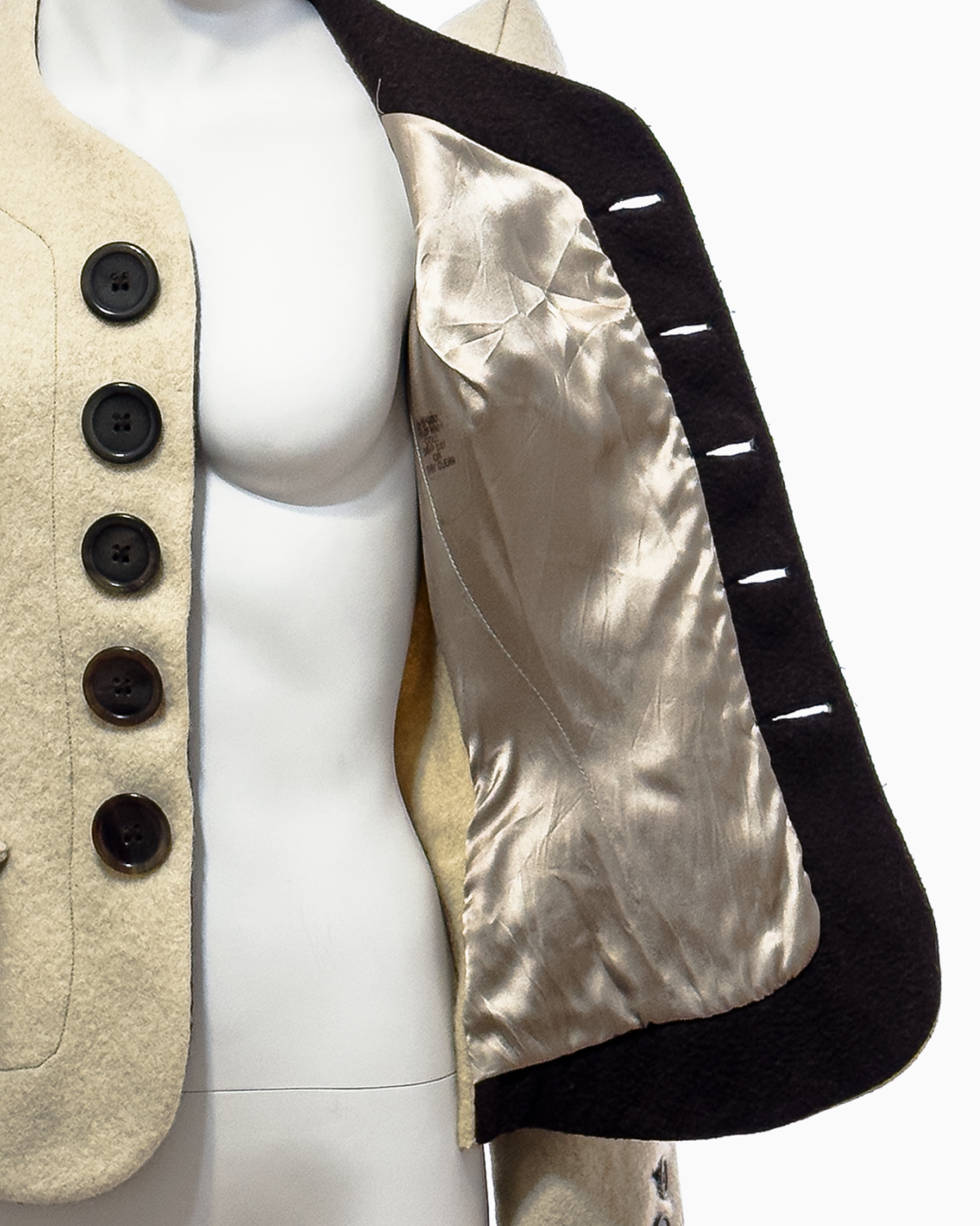 Rick Owens Beige Boiled Wool Jacket with Exaggerated Shoulders, Fall/Winter 1997